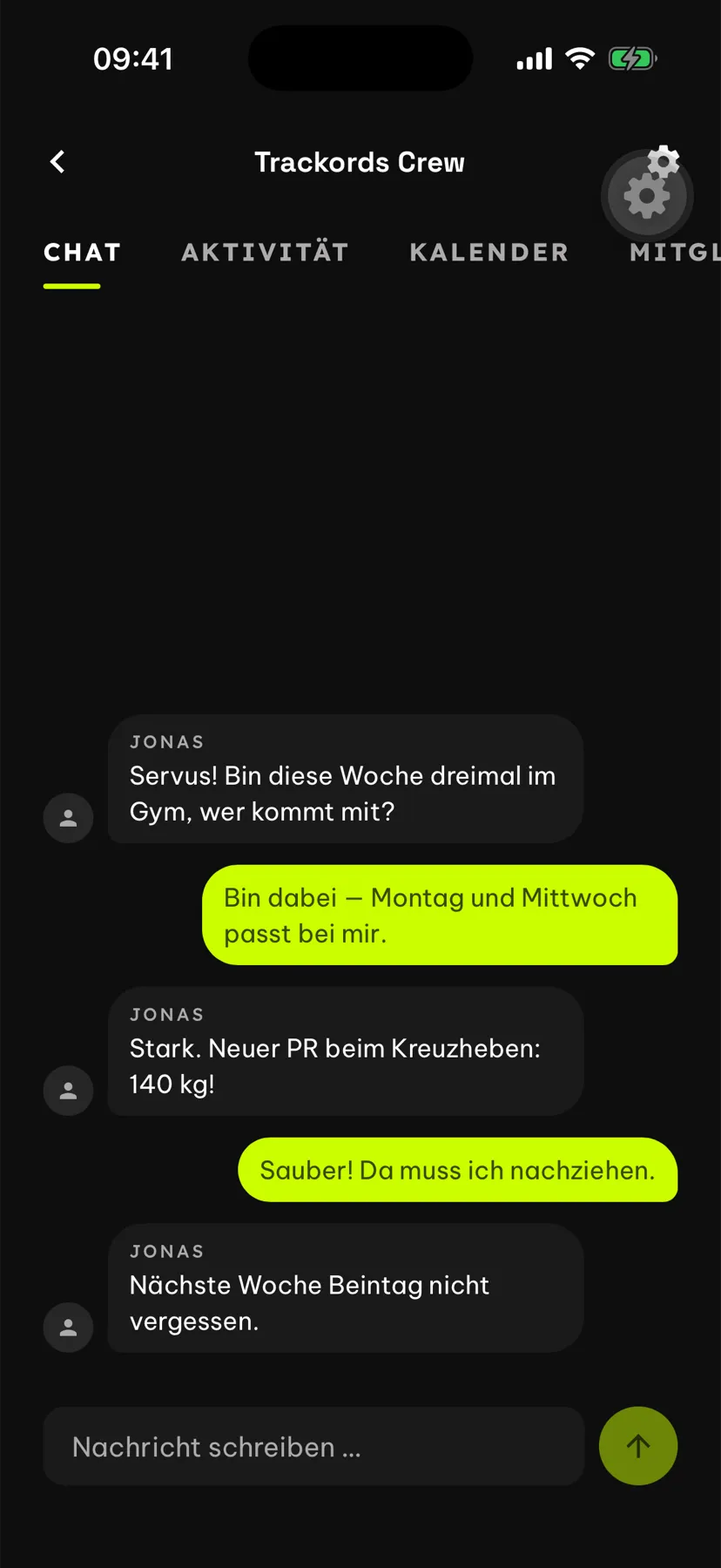 Trackords: Gruppen & Chat